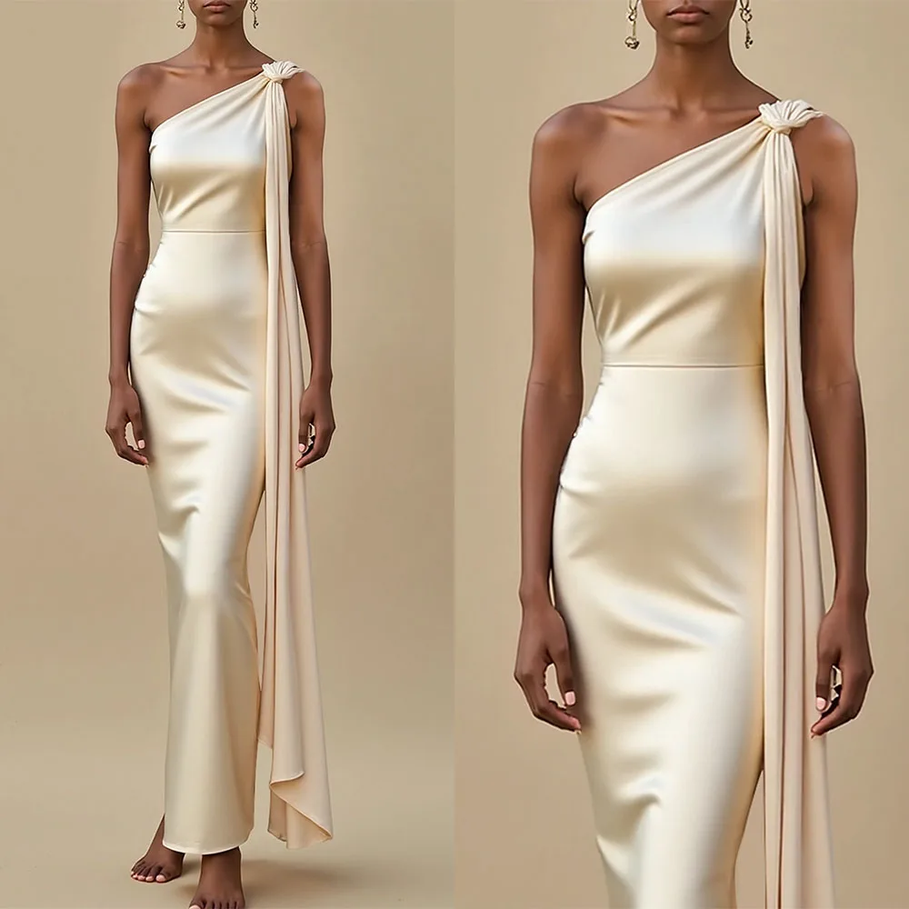 

High Quality Customized Straight One Shoulder Sleeveless Woman Wedding Party Dresses Vestido De Festa De Casamento 드레스 Robe 원피스