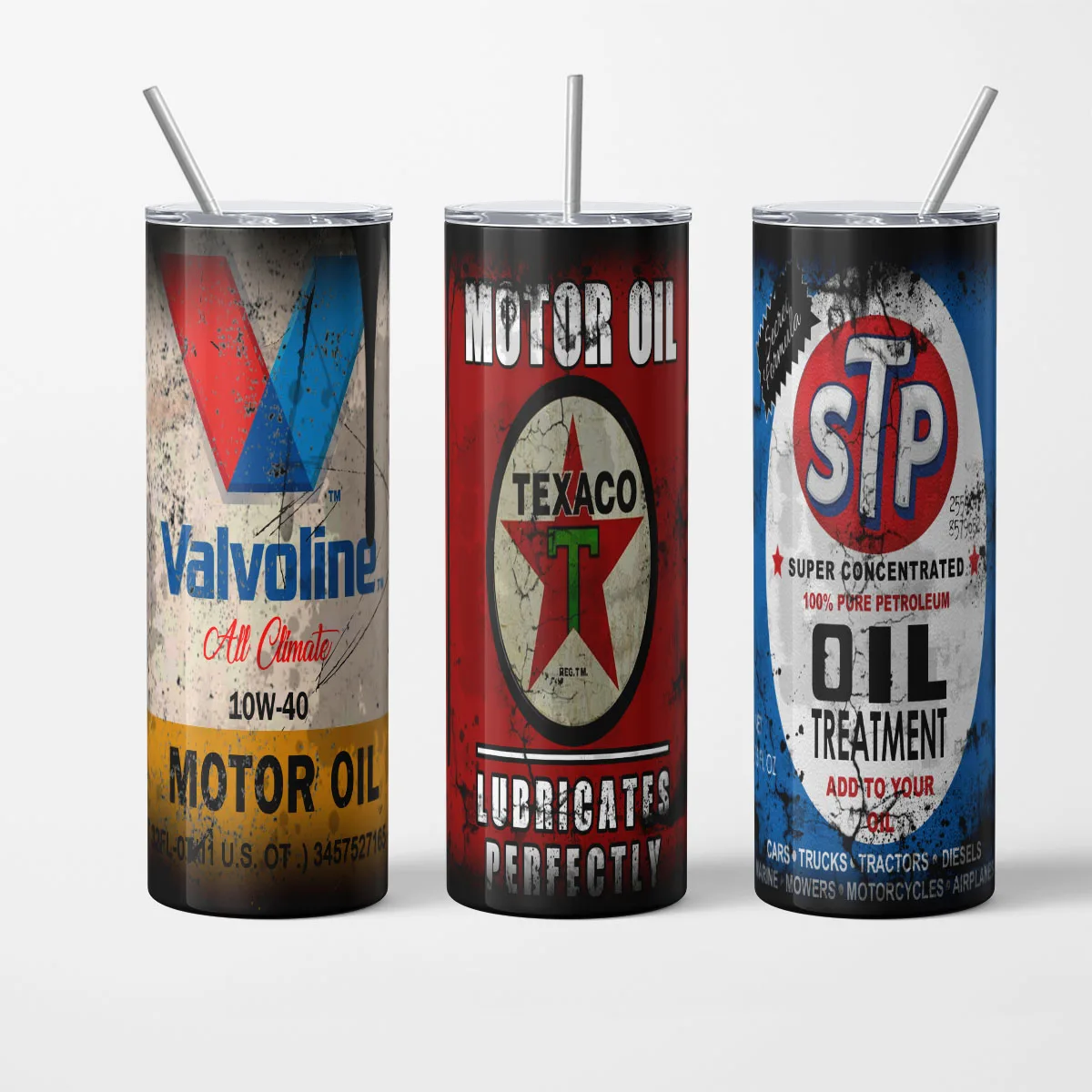 20oz Oil Can Tumbler, Truck and OilVintage STP Oil Treatment Mug - Unique Mechanic's Gift - Motor Oil 20 Ounce Stainless Steel S