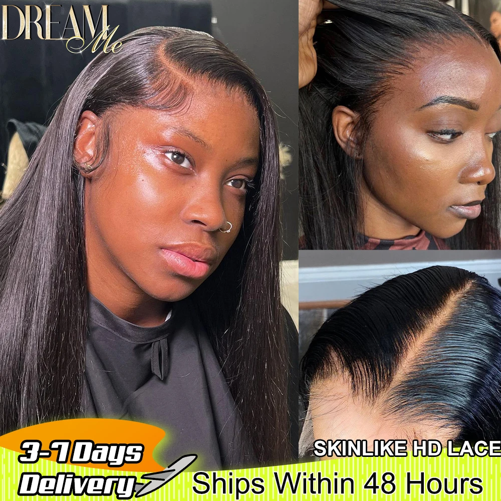 Straight 6x6 HD Lace Closure Human Hair Wigs Pre Plucked SKINLIKE Real HD Lace Full Frontal Wigs Melt Skins Brazilian Remy Wig