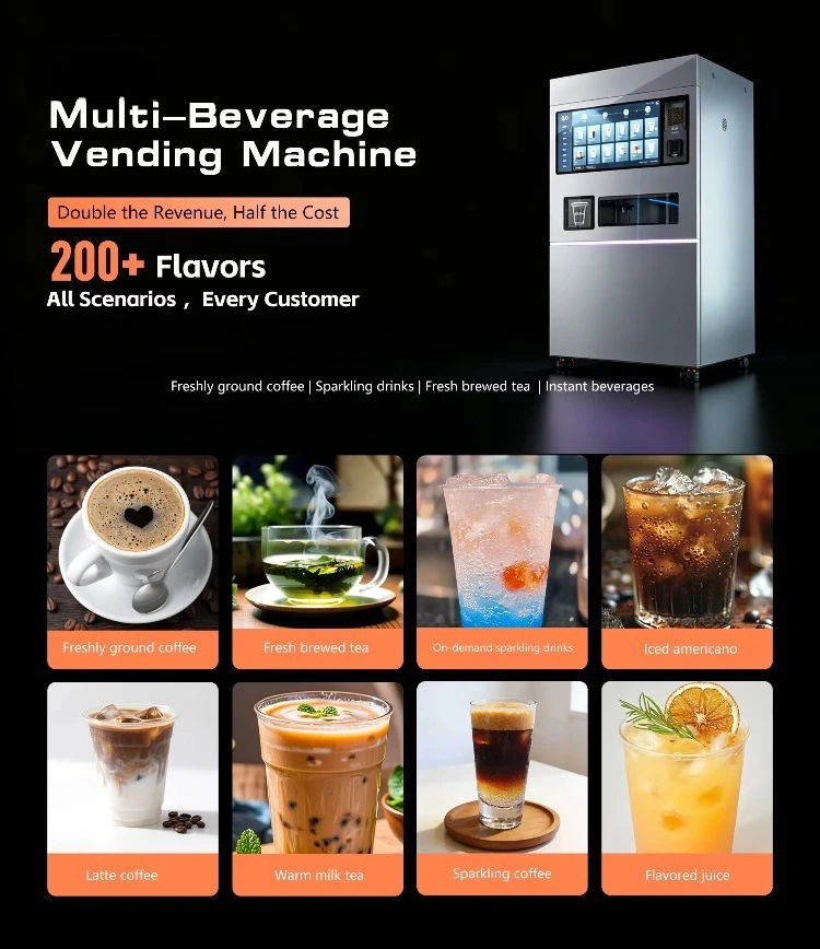 Commercial Multi-Beverage Vending Machine 200+ Flavors Smart Coffee Vending Machine with 32'' Touch Screen for Office