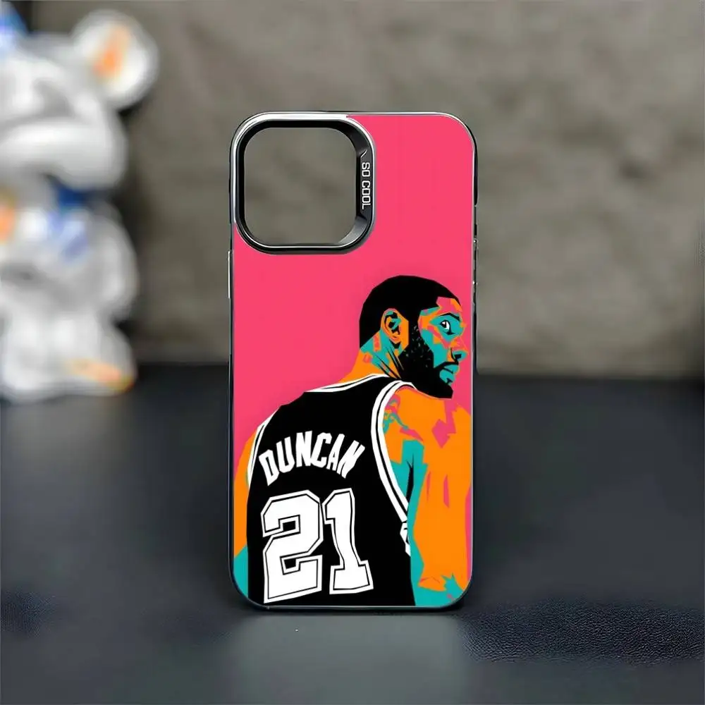 حافظة هاتف Tim Duncan لكرة السلة لهاتف iPhone 16,15,14,13,12,11,Mini,Pro,MAX غطاء أسود غير لامع مقاوم للصدمات #2