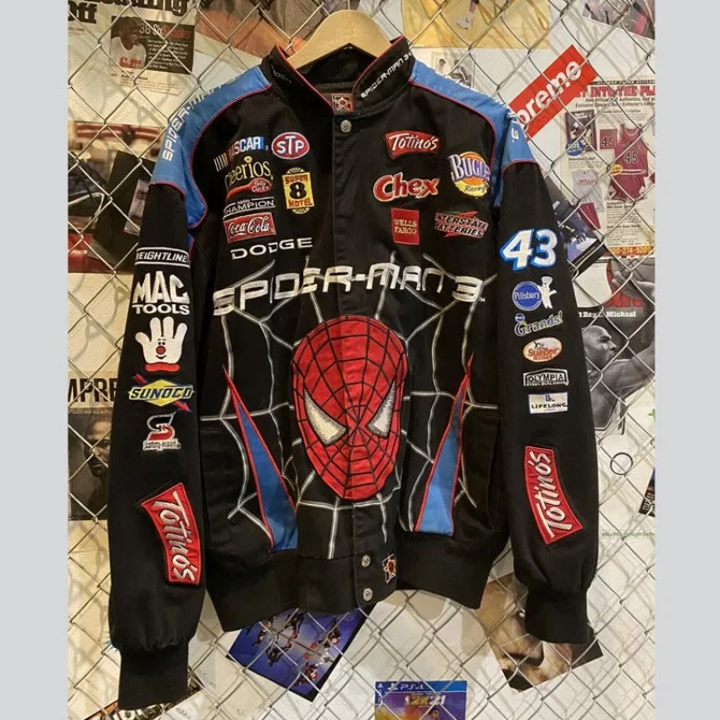 Unisex Baseball Uniform Retro Design Loose Jacket Spider-Man Jacket