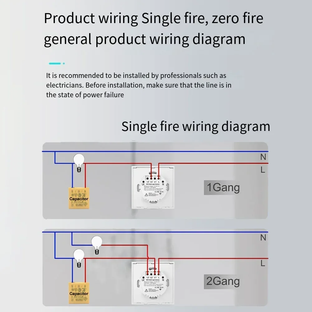 WiFi Smart Switch EU Light Wall Touch Switch 220V Need Neutral Wire For Tuya Work With Home 1/2/3/4 Gang