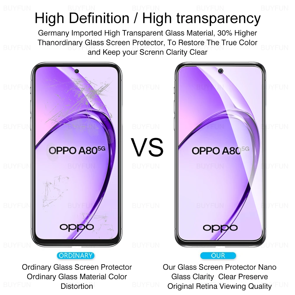 8in1 Tempered Glass For Oppo A80 5G 2024 Camera Protector 6.67 inches Case Opo appo A 80 80A OppoA80 CPH2639 Clear Lens Cover