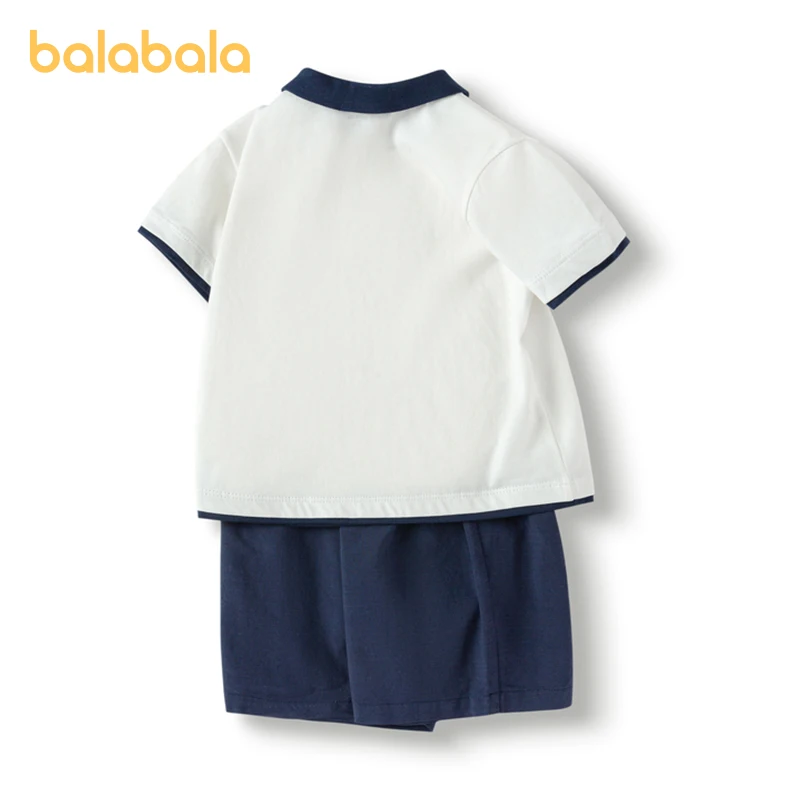 Balabala Baby Short Sleeve Set Boys Two-Piece Outfit Clothing 2024 Summer New Collection Polo Collar Casual Fashion