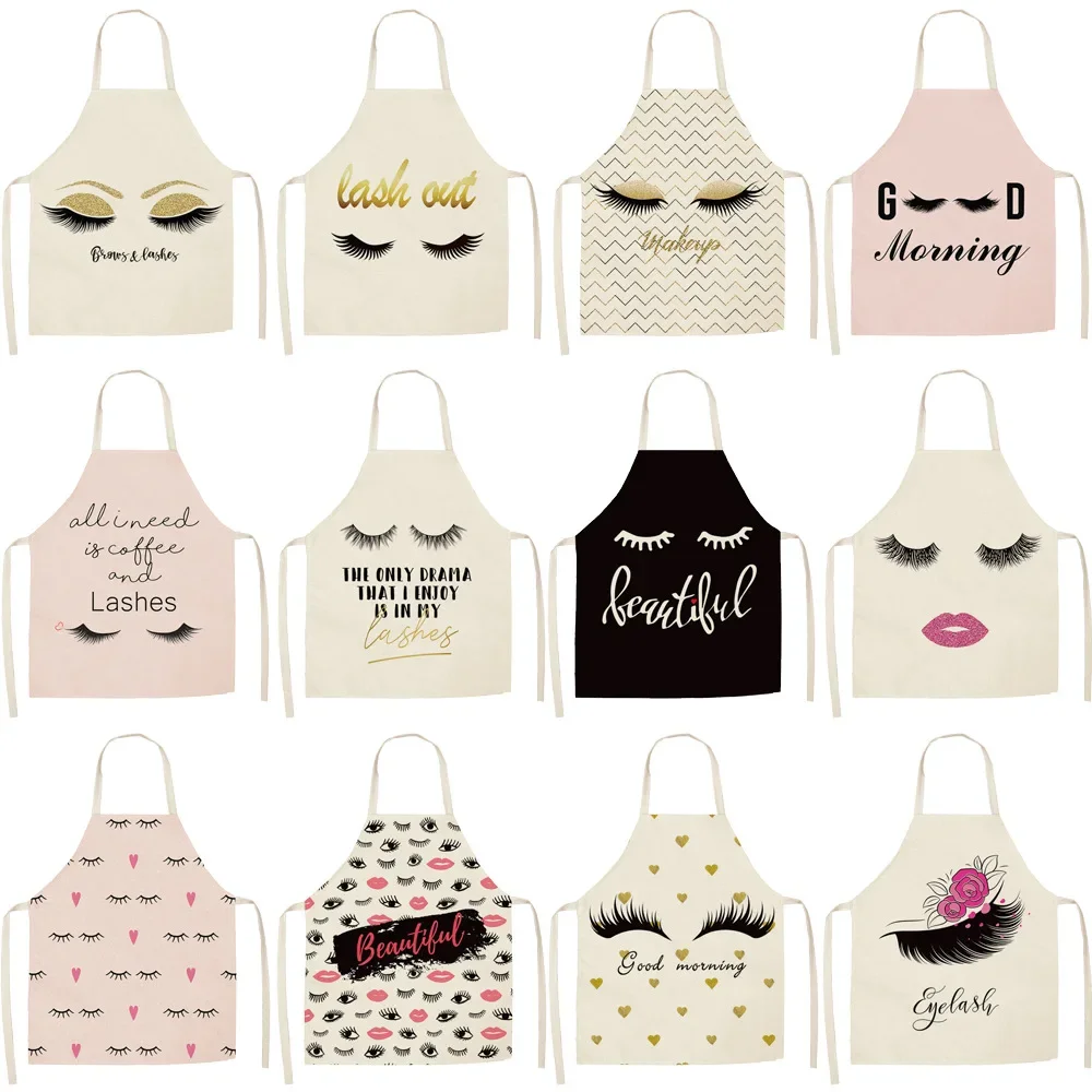 Eye Lashes Printed Kitchen Apron Kids Men Women Chef Cooking Aprons Waist Apron Cleaning Baking Accessories Kid Apron Delantal