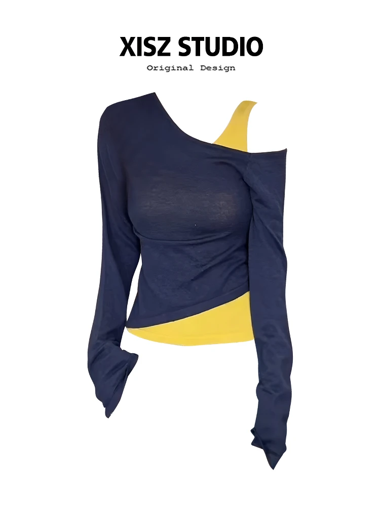 

Women's Blue T-shirt Harajuku Korean Y2k Tee Top 2000s 90s Aesthetic Fashion Vintage Long Sleeves T-shirt Autumn 2025 Clothes