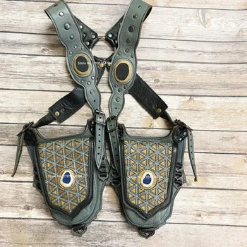 Nova mulher steampunk cosplay medieval falso couro bolsa de ombro bolso duplo coldre telefone do vintage carteira traje