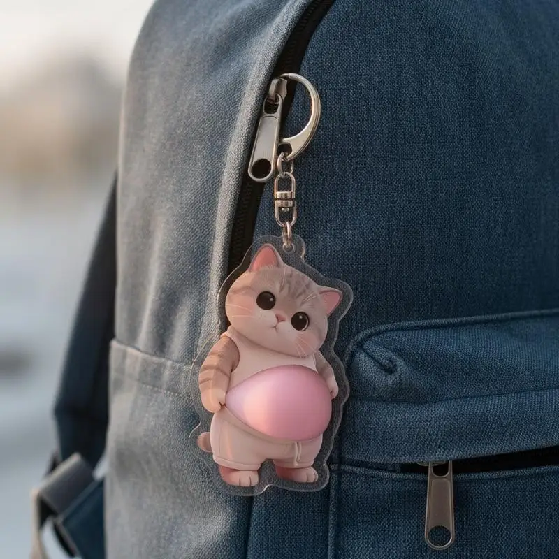 Cute Cat Dog Acrylic Keychain Soft Belly Clear Print Great For Bag Decoration Pet Lover Gift