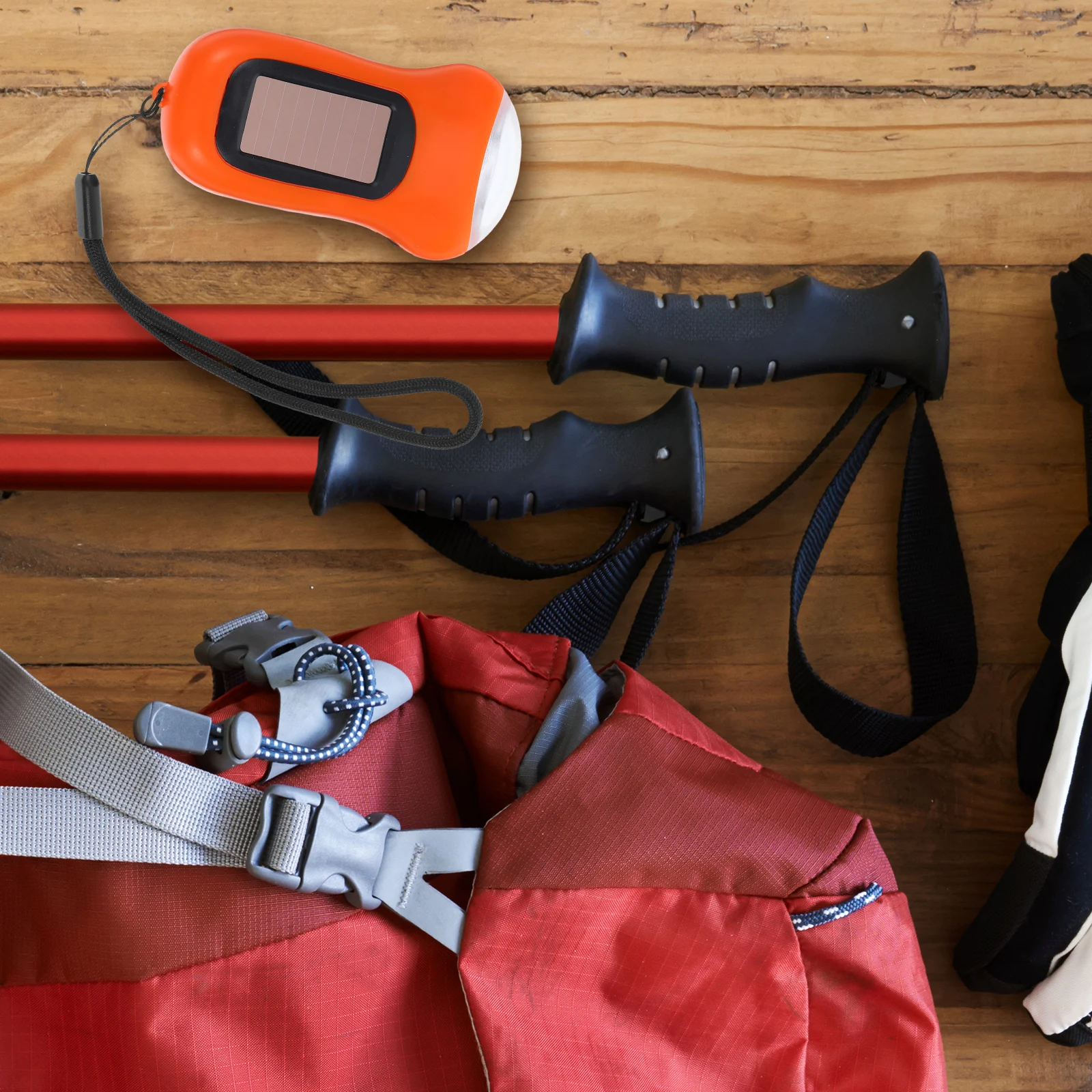 

Solar Hand Crank Flashlight Orange Portable Rechargeable No Survival Light for Camping Hiking Emergency Outdoor