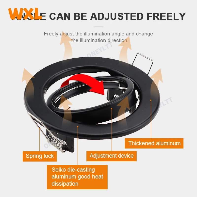 White/Black LED Spotlights Frame Adjustable Downlight led HoldersCutout 70mm for MR16 GU10 Bulb Holder Recessed LED Spot light