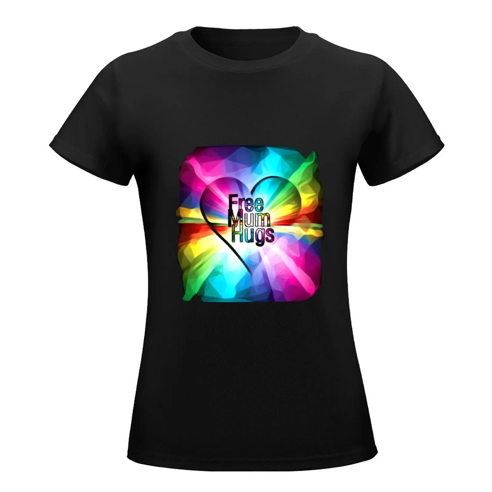 Free Mum Hugs rainbow heart #2 T-Shirt Blouse vintage clothes korean Women's clothes