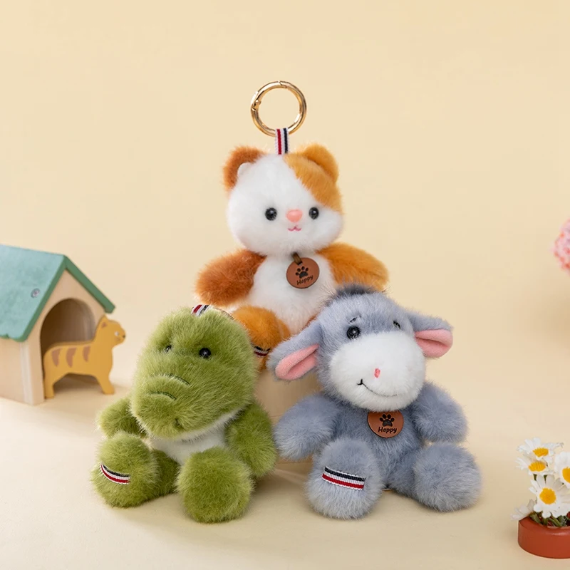 11 Styles Cartoon Animal Plush Pendant Cat Lion Crocodile Donkey Chimpanzee Toys Cute Keychain Pendant Bags Decor Car Interior view 4