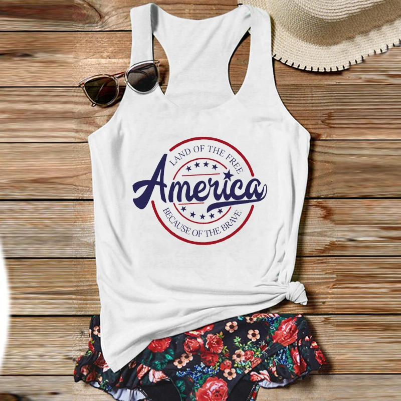 Land of The Free Because of The Brave Women Top Tank Land of The Free Women Clothing Casual Brave Shirt Women Classic M