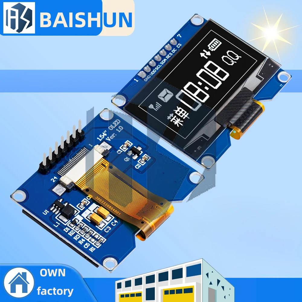 

1,54-дюймовый SSD1309/SSD1306-совместимый OLED-модуль: 7-контактный 128 × 64 SPI-дисплей для проектов Arduino и DIY