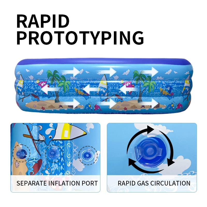 حمام سباحة قابل للنفخ للاستخدام العائلي بنمط المحيط، مقاسات متعددة، حمام سباحة قابل للنفخ ومقاوم للاهتراء ومتين