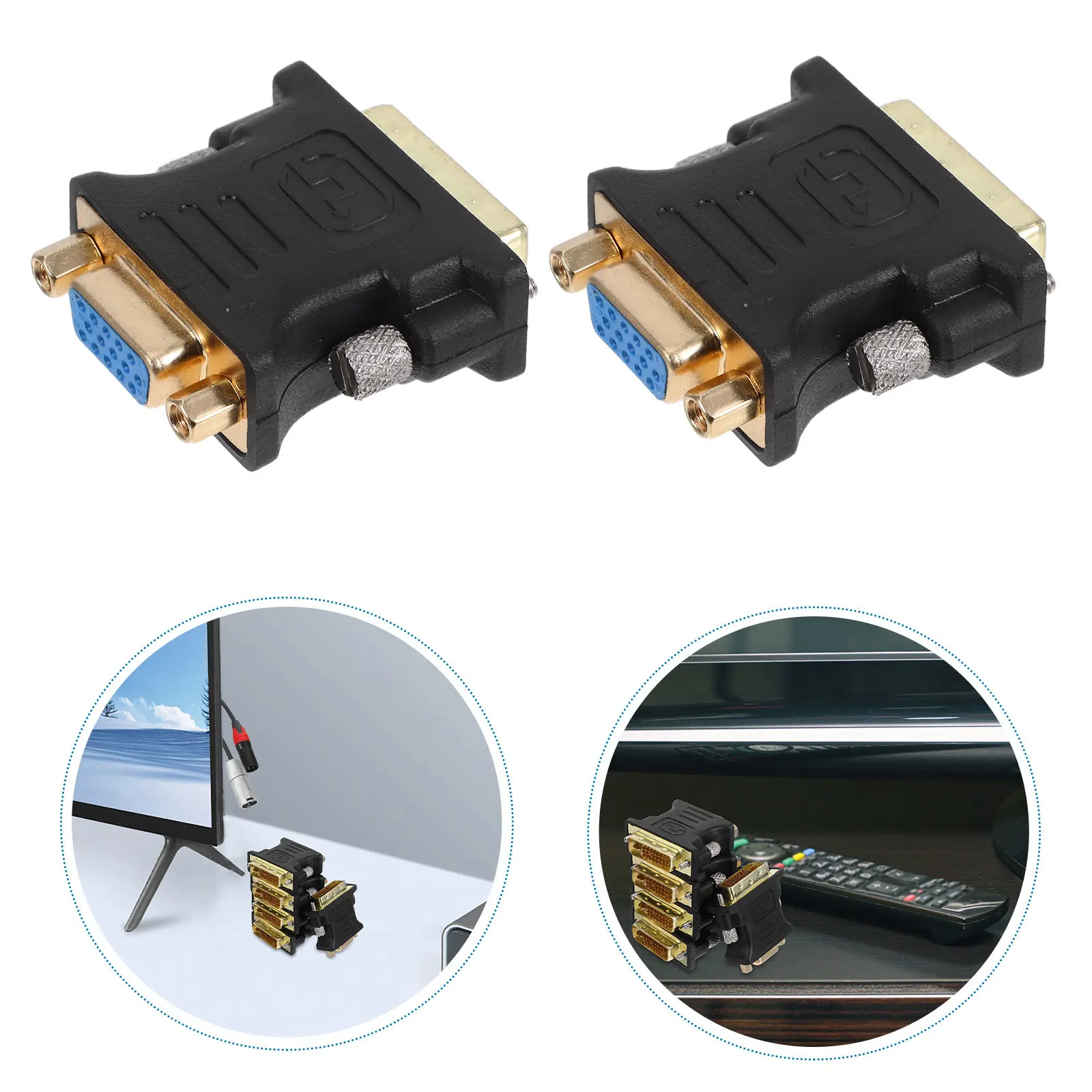 5Pcs Dvi to Vga Converter Adapter for Computer Monitor High Quality Video Signal Transmission Supports 1080P Home Office
