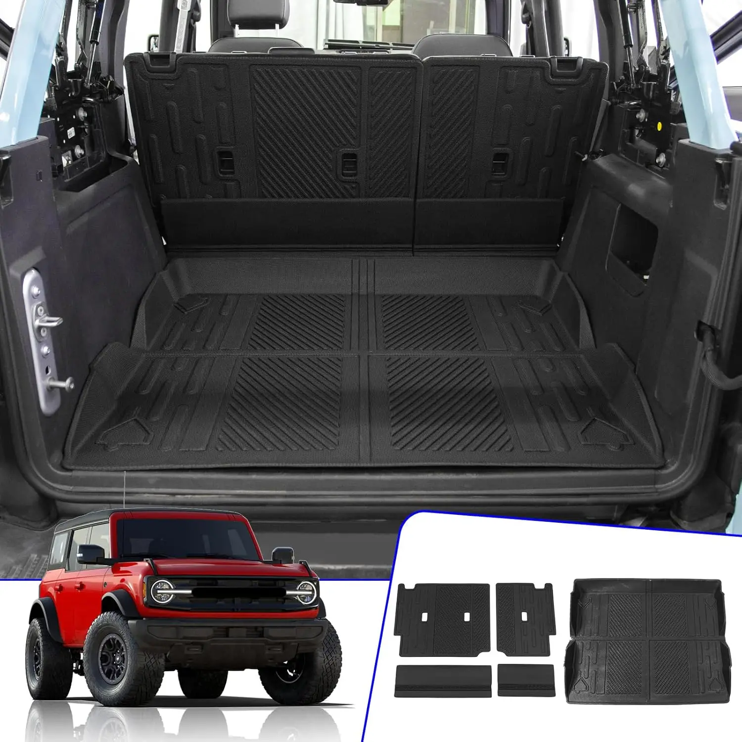 

Cargo Mat Compatible with 2021-2026 Ford Bronco 4 Door Trunk Liner Back Seat Protector Set