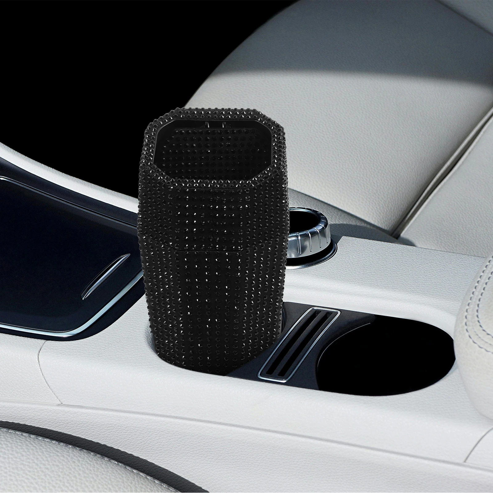 

Bling автомобильный мусорный бак, подстаканник, небольшой портативный мусорный бак для женщин, аксессуары для грузовиков, дорожный держатель для чашки, органайзер для хранения