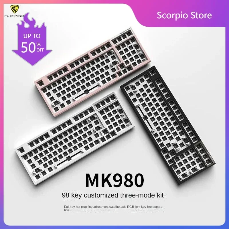 

MK980 Mechanical Keyboard Kit Custom Single-mode Wireless Bluetooth 98% Keyboard RGB Hot Plug Keyboards Build Kit Game Office