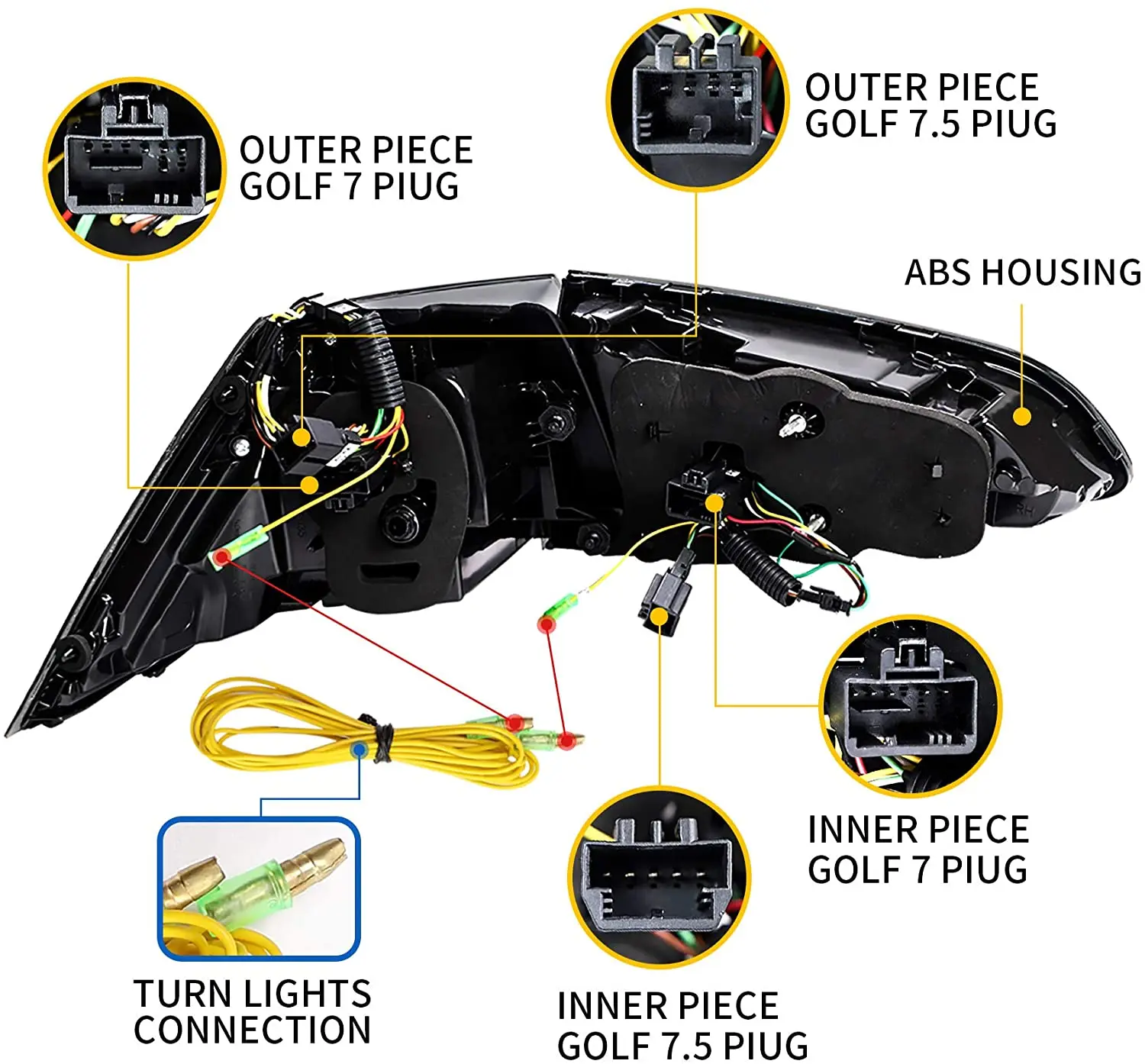 LED Taillights Assembly for Volkswagen Golf for Volkswagen Golf MK7 Golf7.5 TDI & TSI 2013-2019 with Sequential Turn Sinal