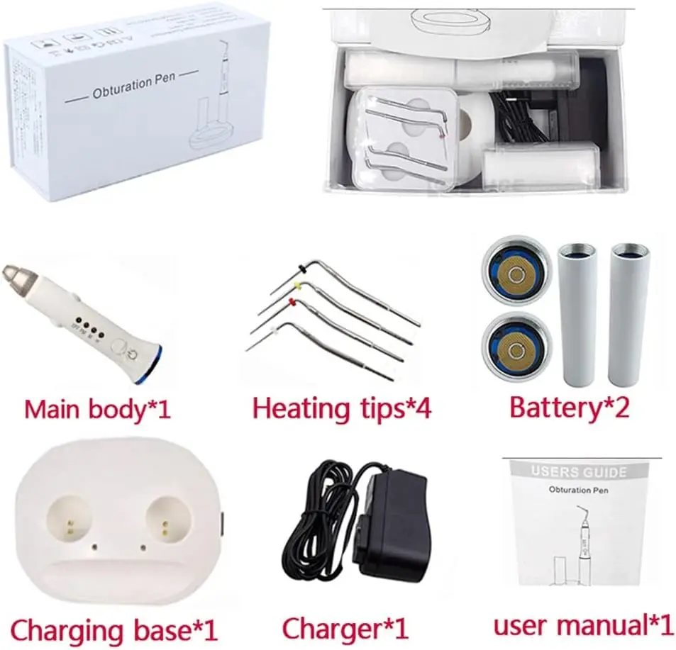 

Dental Obturation Pen Warm Vertical Compaction Device Gutta Percha New Obturation Pen With 4 Tips and Double Charging