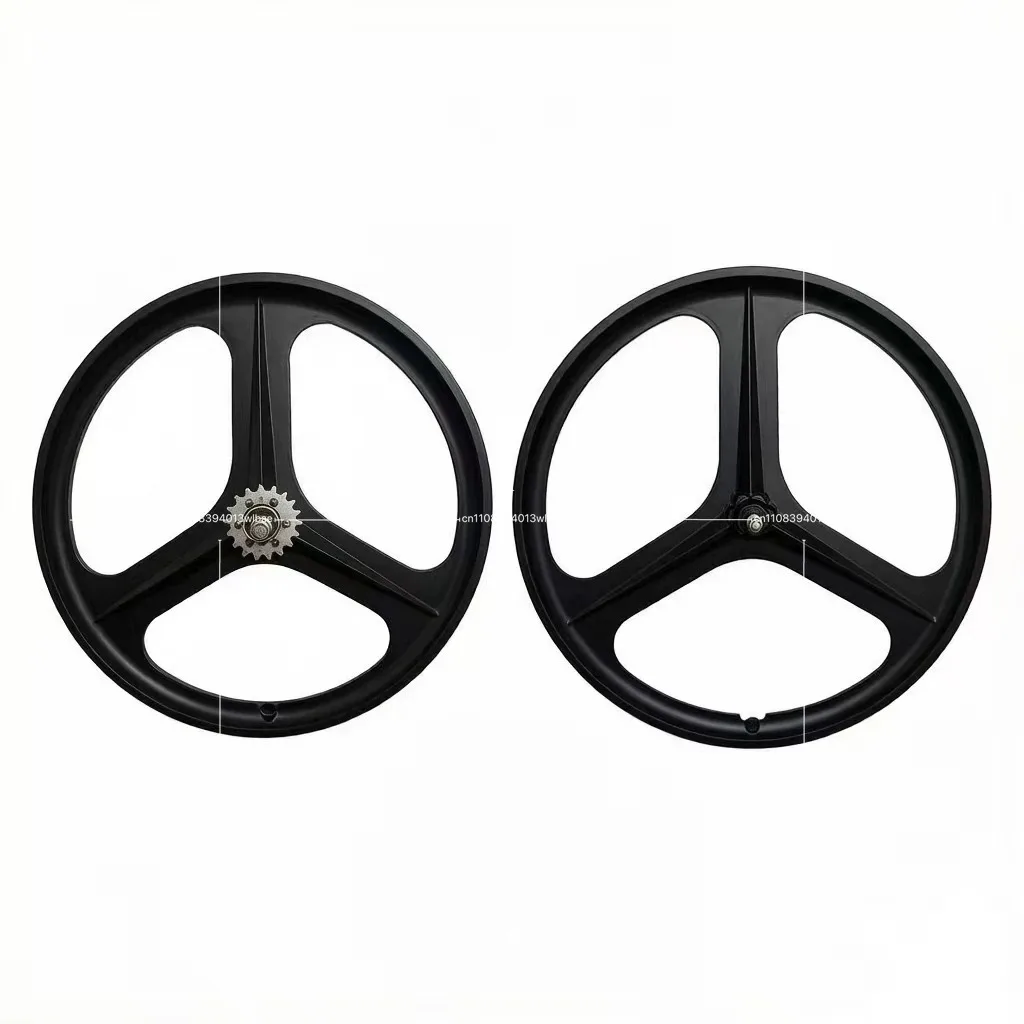 700C Fixed Gear Tri-spoke Integrated Wheel Set, Complete Front & Rear Wheels for Fixed Gear Bikes, Lightweight Cycling Parts