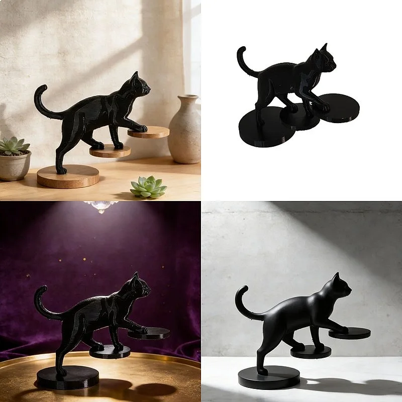 Black Kitten Abstract Stretching Figurine Resin Mould Minimal Modern Pet Caf