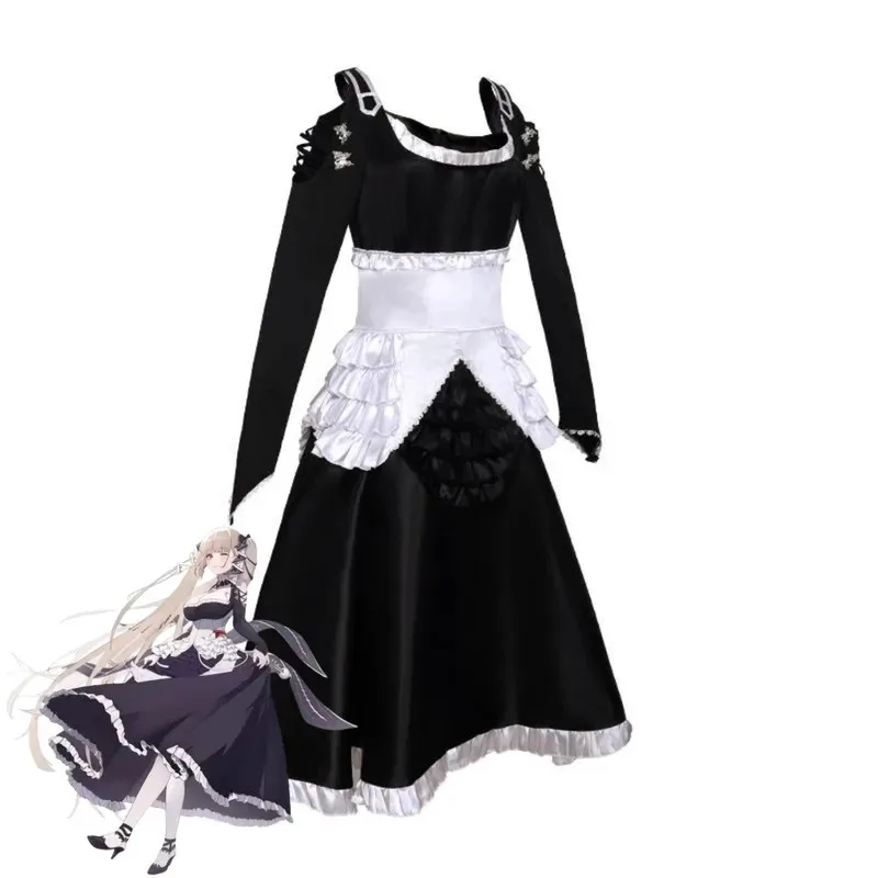 

Аниме-игра Azur Lane HMS Formidable Косплей Костюм Черно-белое платье горничной Юбка Лолиты Парик Женский сексуальный милый рождественский костюм 5ftu^
