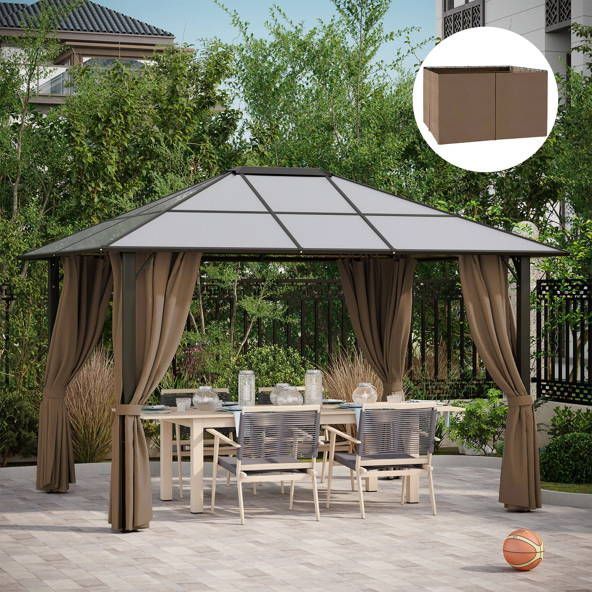Outdoor Furniture In - ชุดม่านสำหรับเพอร์โกล่าแบบสากล ขนาด 130.75