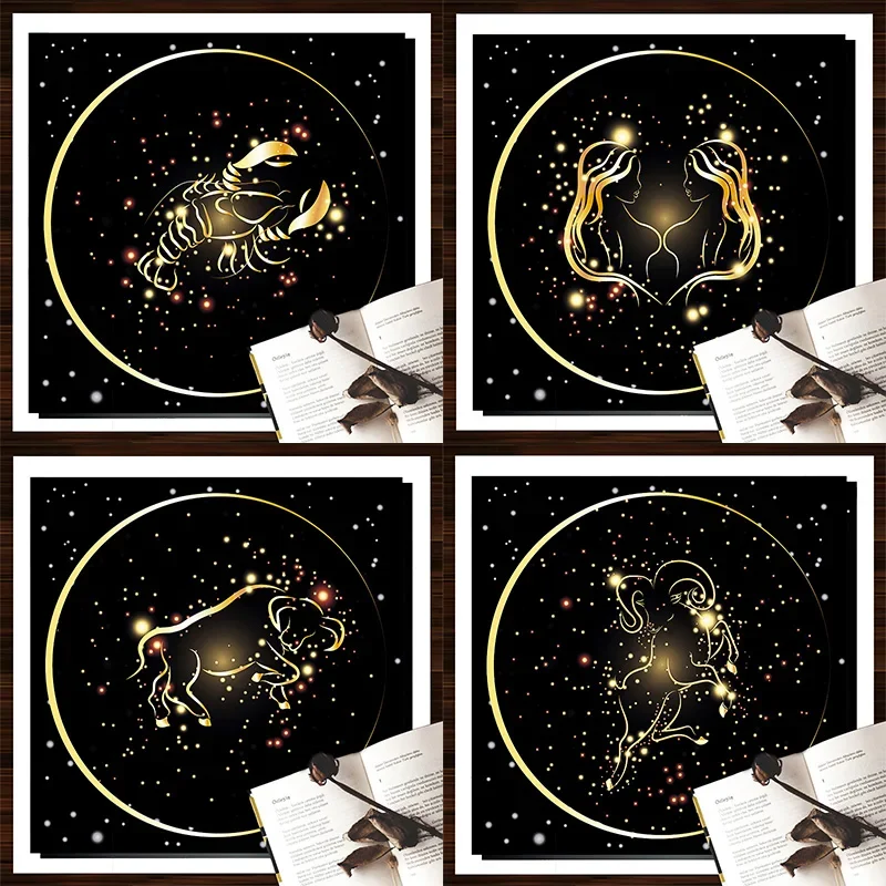 Divination Tablecloth Decoration  Twelve Constellation Starry Sky Oilproof  Tapestry Home