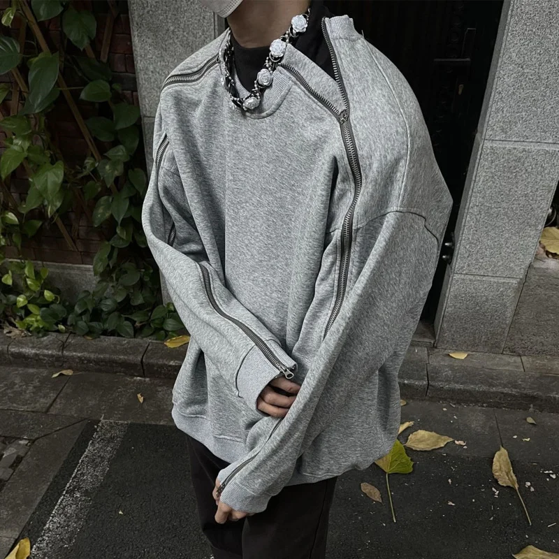 

Мужская толстовка на молнии, однотонная Толстовка в стиле хип-хоп, свитер с длинными рукавами, одежда для подростков, осень 2024