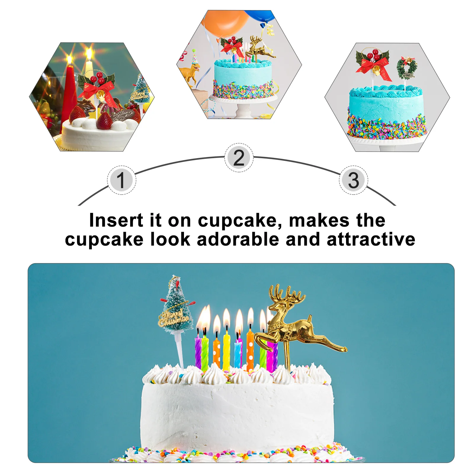 

20pcs Christmas Topper Party Toppers Lovely Cake Picks Baking Decorations Cake Decoration For Dessert Mousse Party Cards