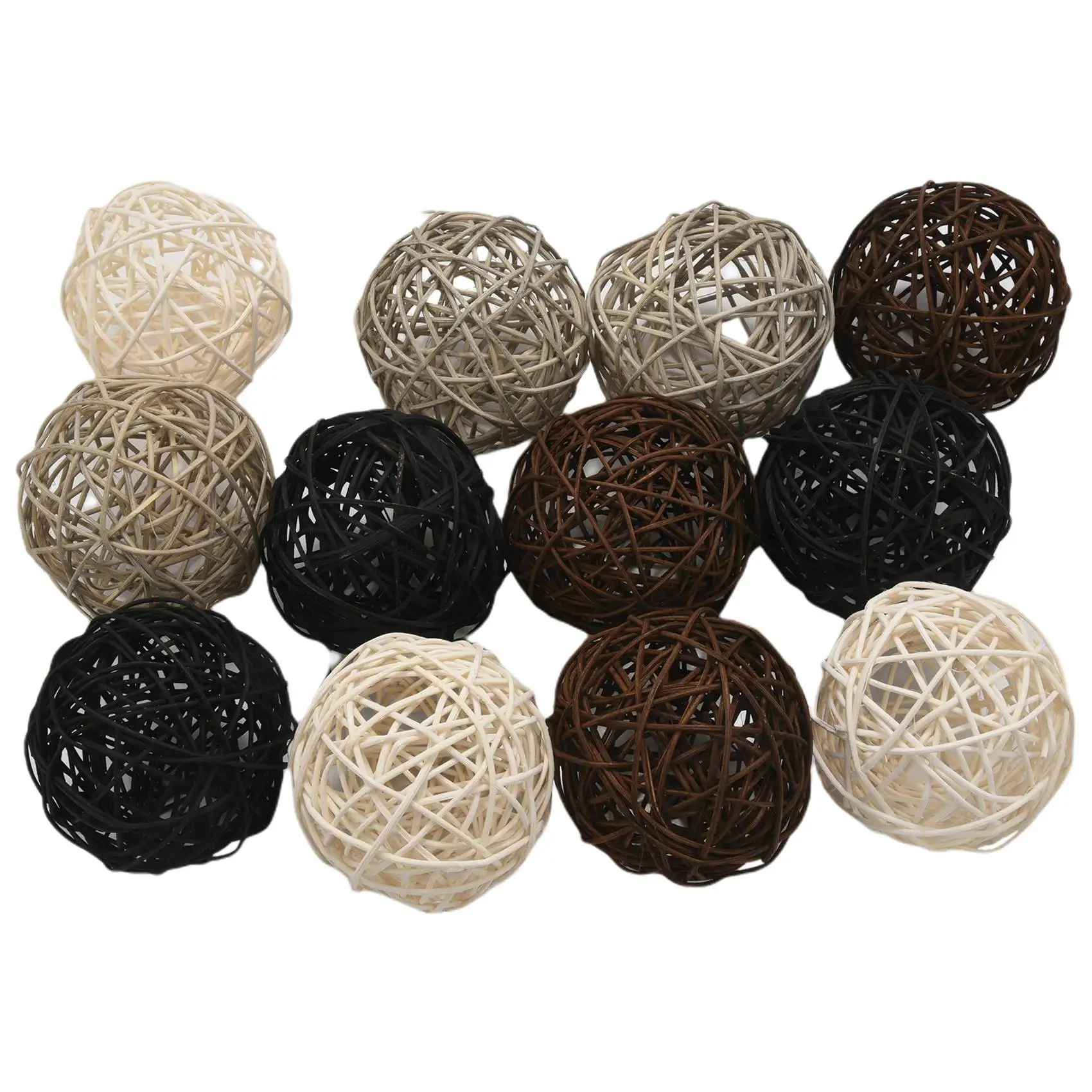 12-Pack Large Rattan Balls - Decorative Balls for Bowls, Vase Filler, Coffee Table Decor, Wedding Party Decoration