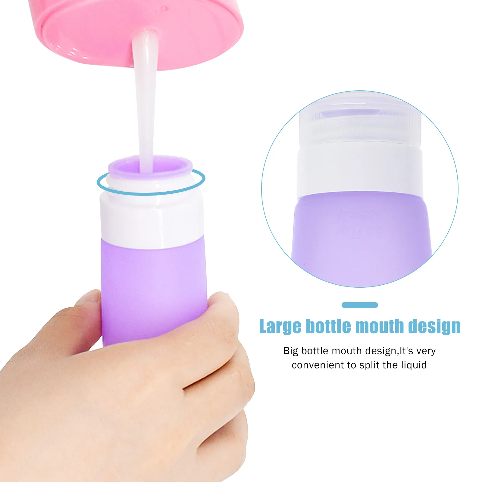 

Silicone Travel Makeup Bottles Emulsion Containers Easy Refillable Design Wall Hook 2Pcs Set