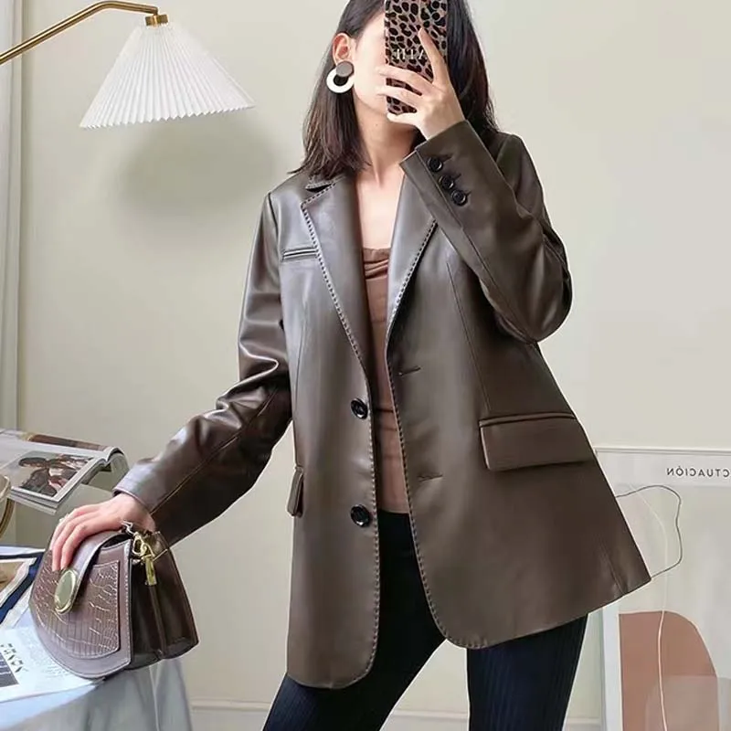 Petite Version du costume manteau pour femmes, nouvelle mode, col rabattu, vêtements de Style cintré, décoration à rayures, printemps 2023