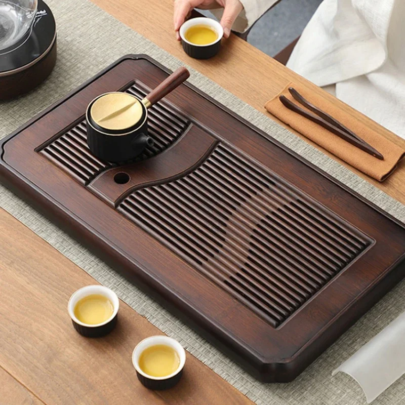 Square Rustic Tea Tray Nordic Bamboo Japanese Quality Tea Tray Wooden Desk Durable Bandeja Para Cha Kitchen Accessories YN50TT