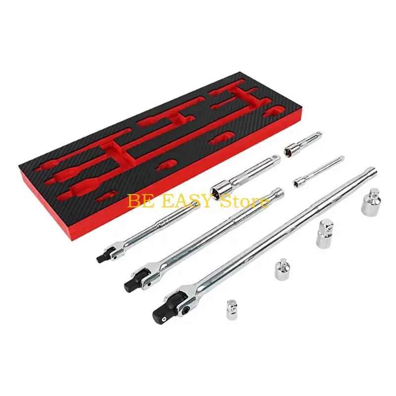 E28F 10 In 1 Alloy Steel Universally Socket Adapter Set With Corrosion Resistant Finish For Vehicle And Equipment Servicing