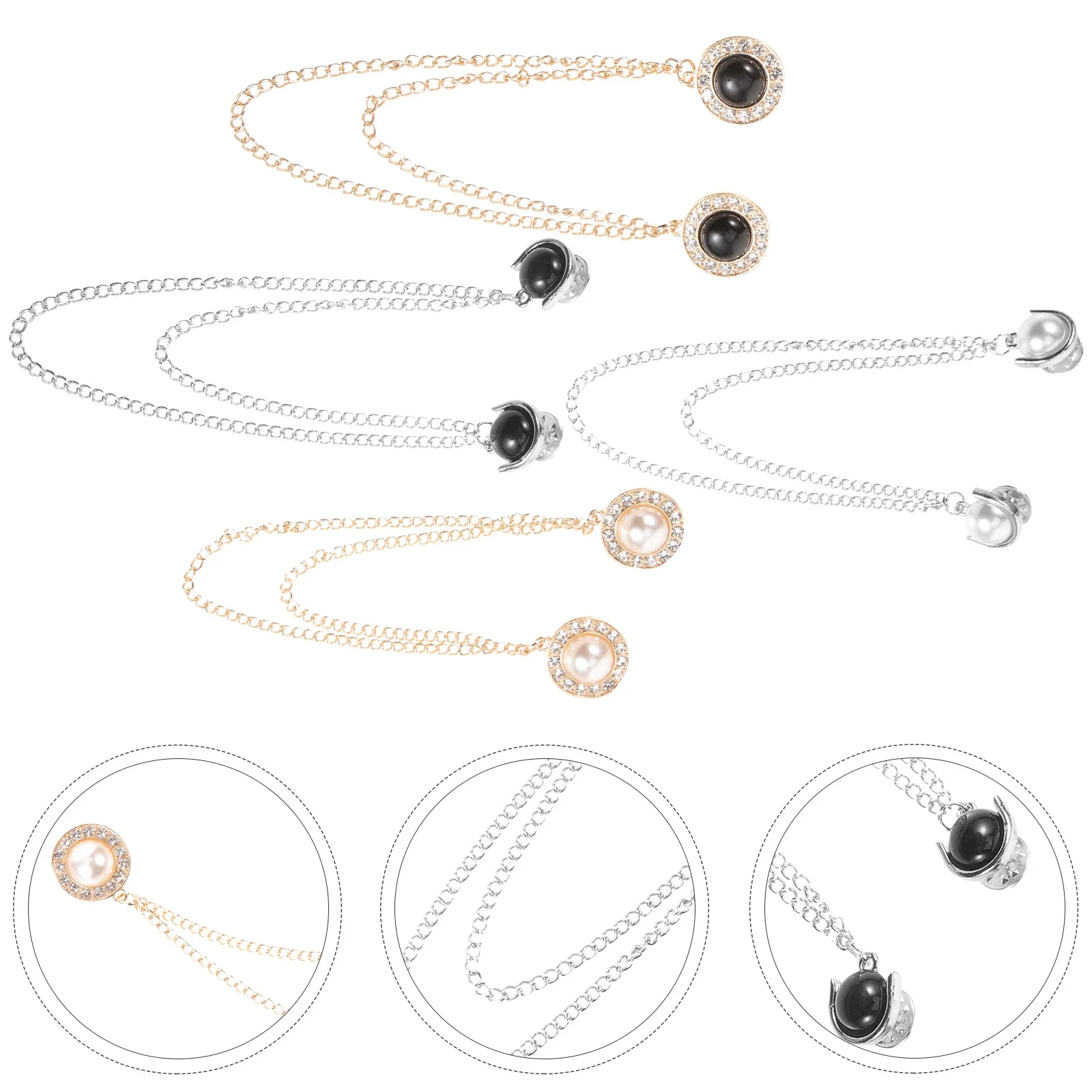 

4pcs Sweater Clips Chest Needle Collar Brooch Chain Shawl Pin Cardigan Clothing Clasp Dress Cinch Clip Vintage Chain Clip