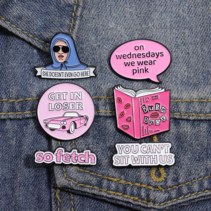 Creative Bad Girls Enamel Pins You Can't With Us Funny Phrase Pink Brooches Get in Loser Cartoon Lapel Badge Collection Jewelry