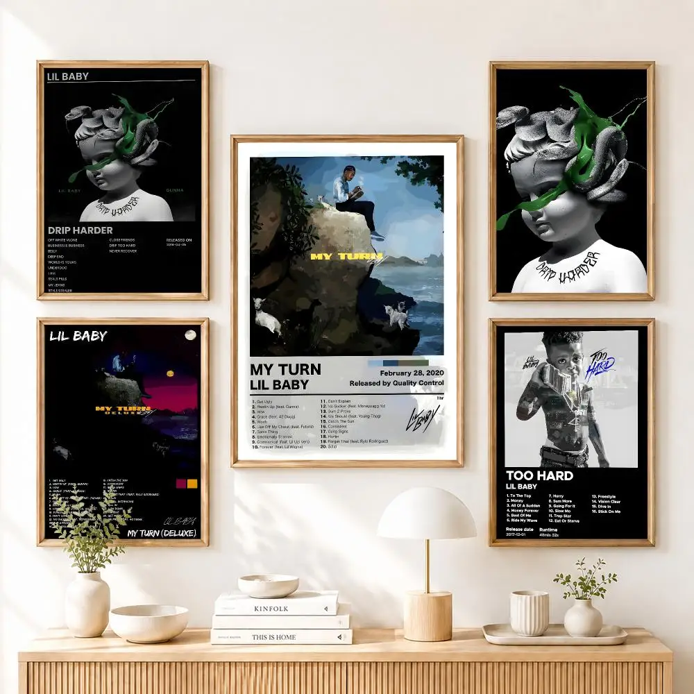 L-Lil B-Baby My Turn Poster Home Living Bed Room Bar Hallway Sticky Wall Art Printing Aesthetic Decor