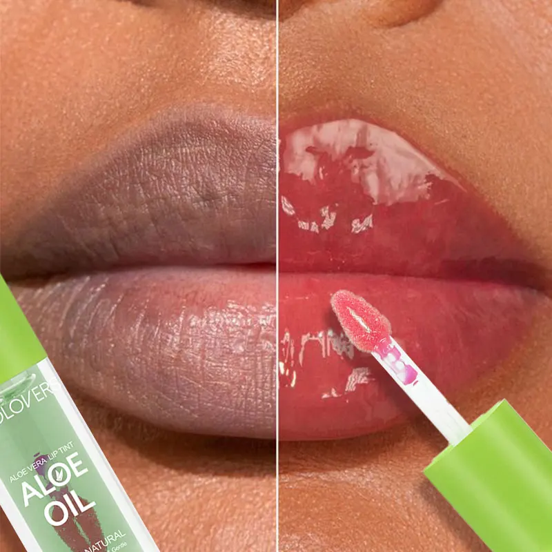 보습 알로에 에센스 립 글로스, 색상 변경 가능, 휴대용 방수, 오래 지속되는 영양 입술 케어 립스틱