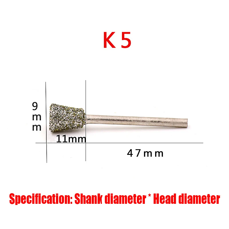 3-10mm C7 Diamond Grinding Head Needle Bits Burrs Engraving Carving Tool Coarse Sand 3mm Shank K5 Grinding Bit Polishing Tool