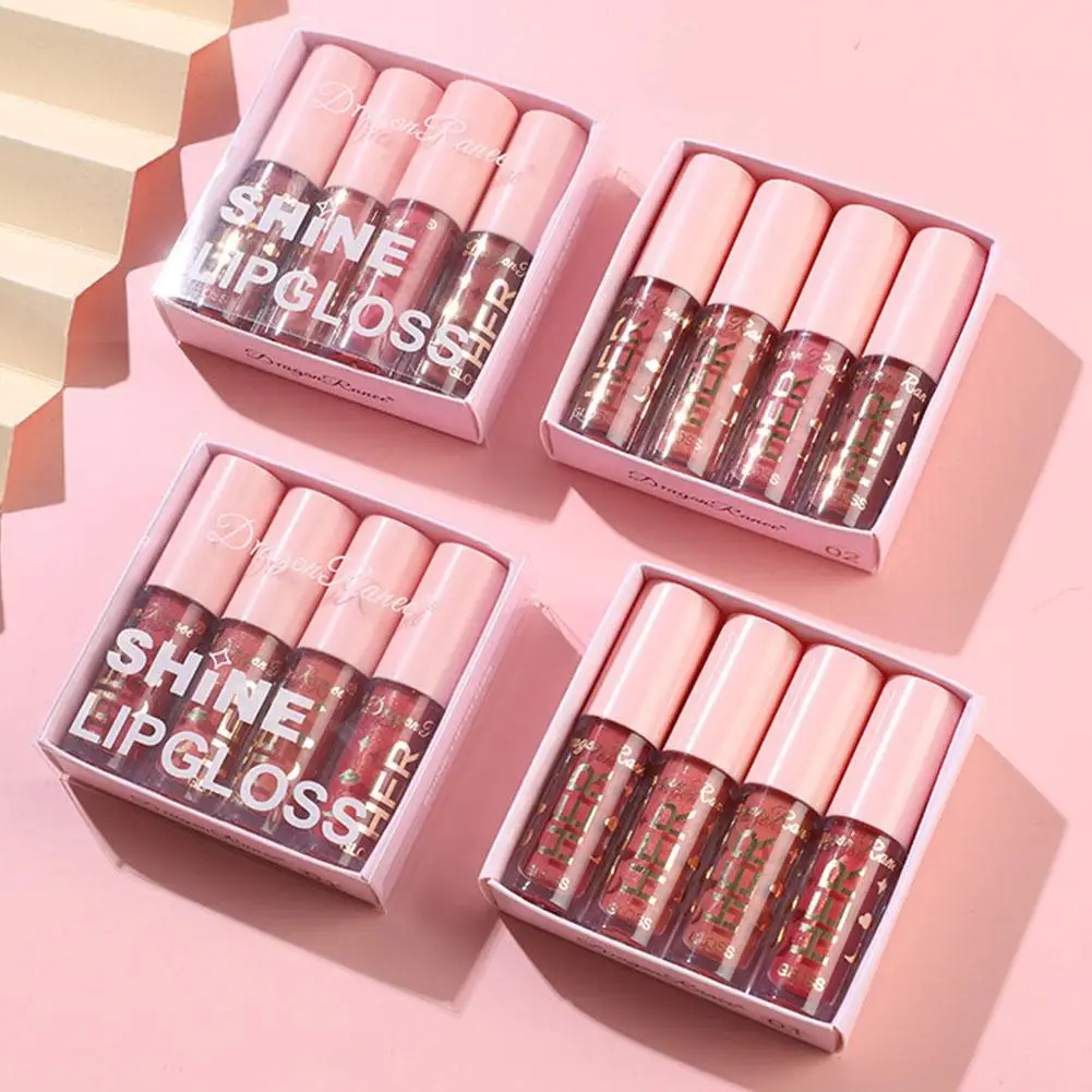 Lanbena-batom hidratante para mulheres, brilho labial, duradouro, impermeável, maquiagem, cosméticos, lábio vermelho, r3p4, 4 cores