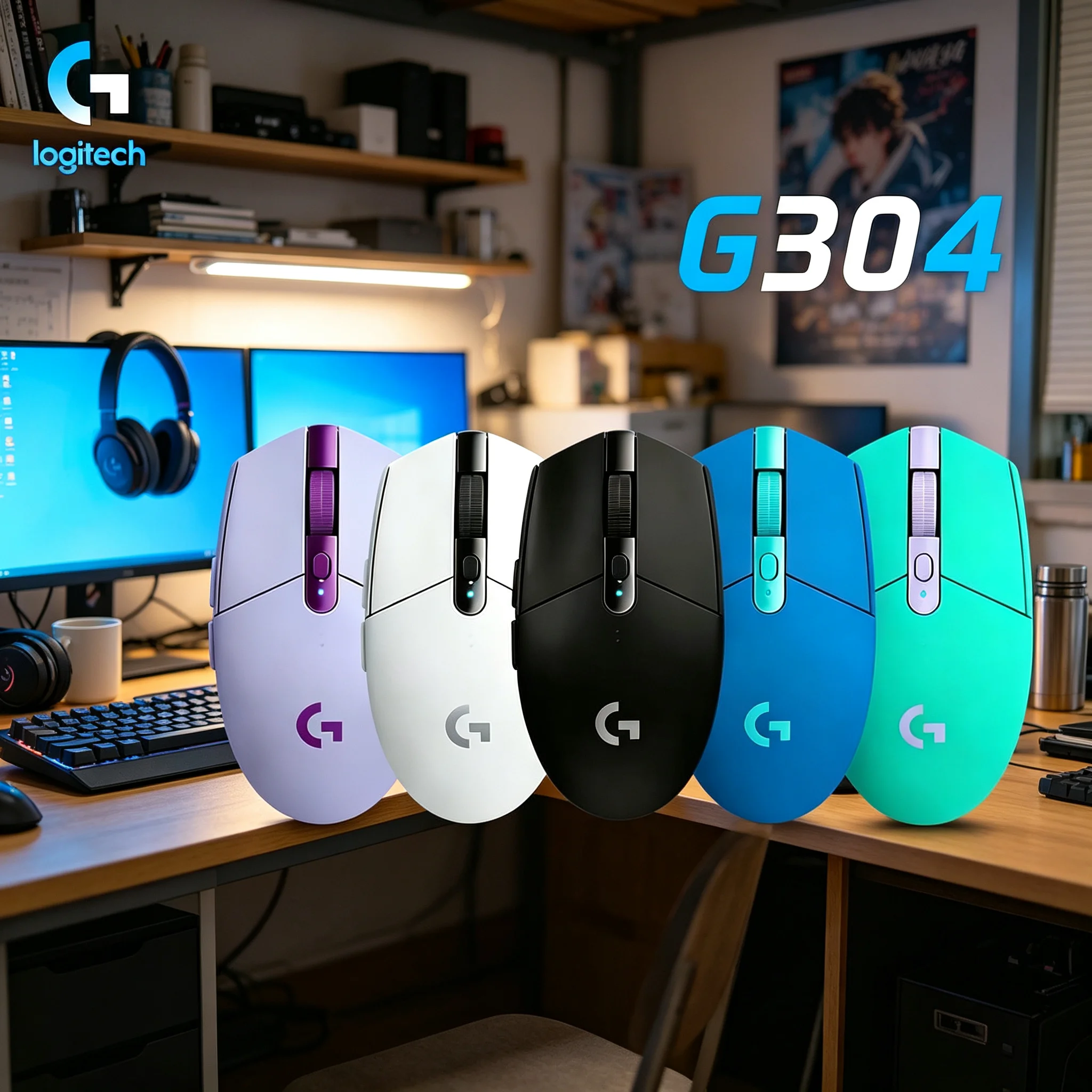 Fashion Logitech G304 Wireless Gaming Mice Multiple Tone Options For CS2 PUBG Valorant LOL Casual & Pro Gaming