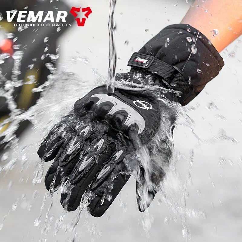 Unisex Men Winter Sports Motorcycle Gloves Anti-Slip Touchscreen Moto Gloves Waterproof Warm Riding Gloves for Cycling