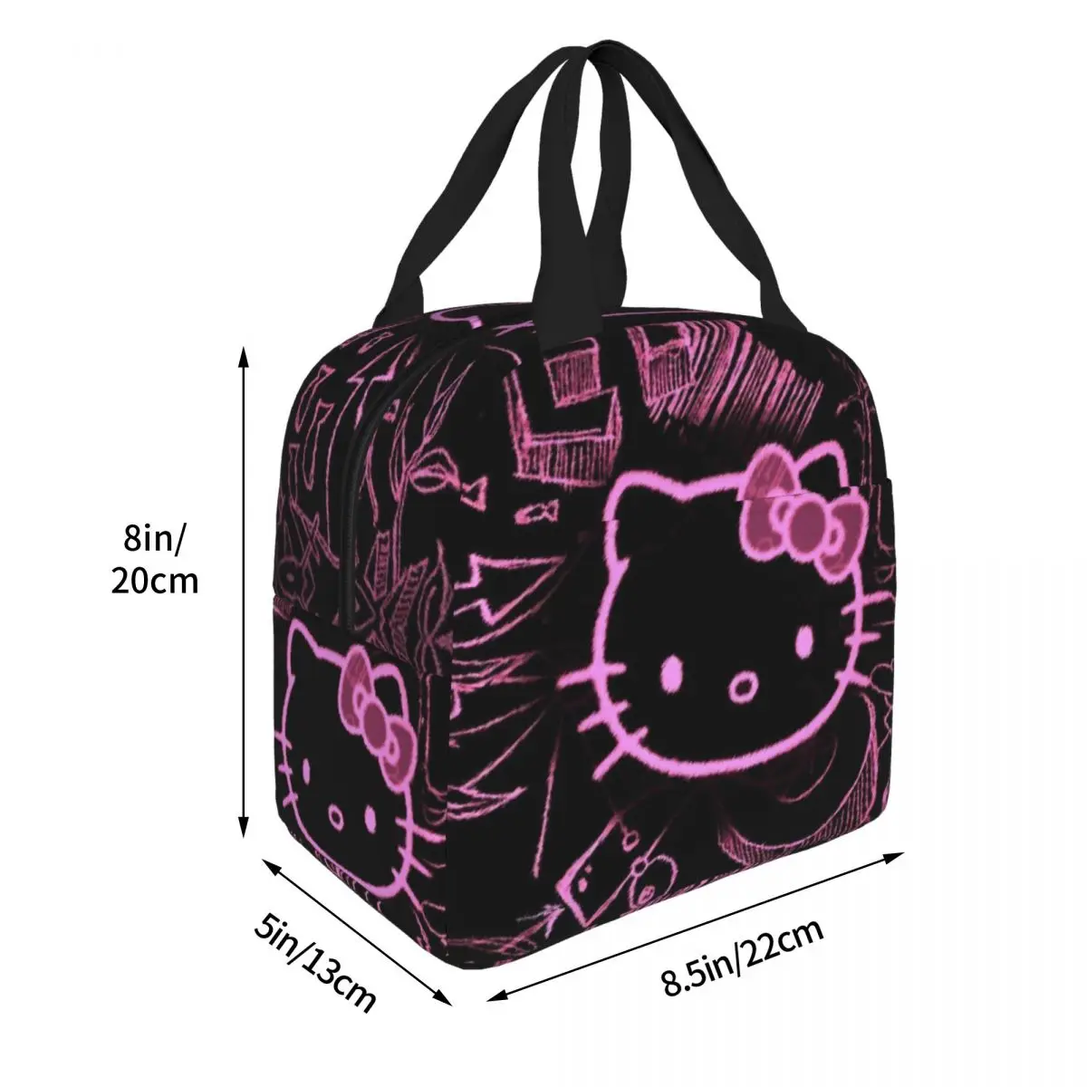 Kawaii Sanrio HelloKitty Cartoon Insulated Lunch Bags High Capacity Meal Container Thermal Bag Tote Lunch Box Office Bento Pouch