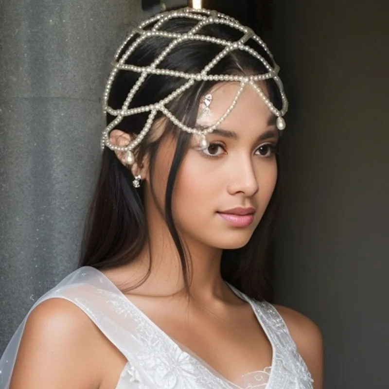 Stylish Pearls Weave Hat Bride and Bridesmaids Headpiece Fashion Wedding for Bride and Bridesmaids