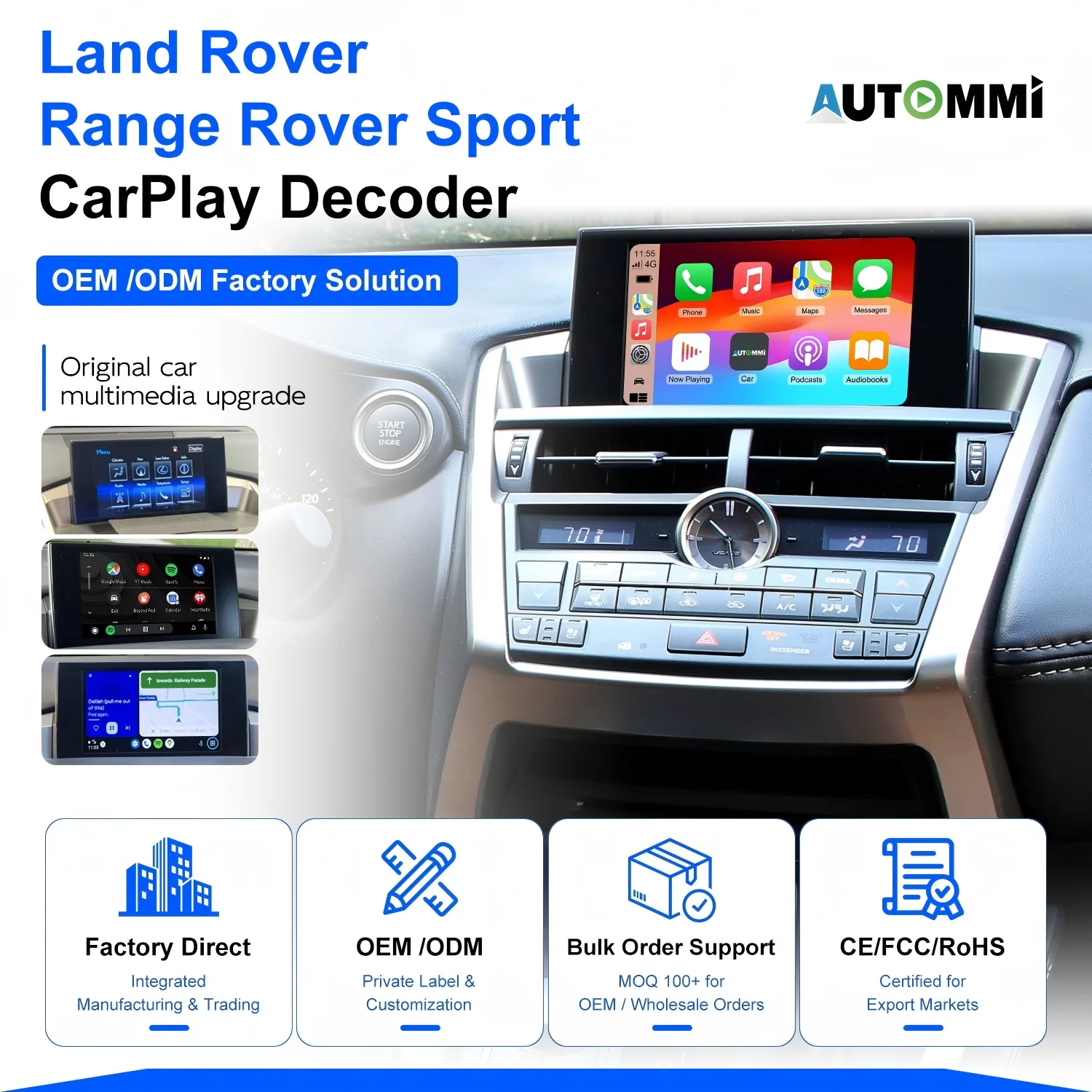 Wireless CarPlay Android Auto Decoder Module Kit For ES NX RX UX 2014-2020 OEM Screen Upgrade
