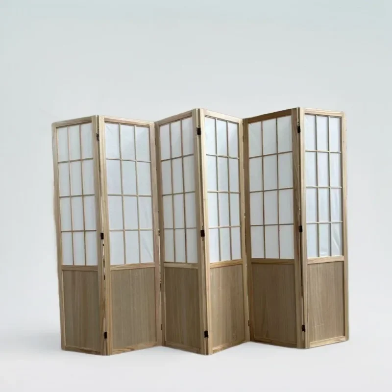 Wholesale Japanese-style solid wood screen partition, living room entrance with baffle, simple modern folding, mobile entry door